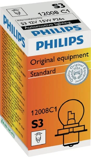 Philips - GL12008C1 - Halogen-Gluehlampe S3 12V 15W P26s Weiss Philips