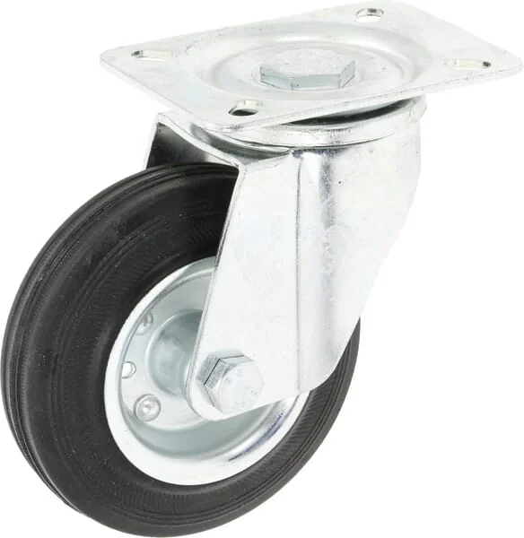 Ro Carr - WH5081125 - Lenkrolle Gummi: Diameter 125 x 37,5mm, Flanschplatte: 115 x 85 mm, Belastung: 130 kg, Ro-Carr
