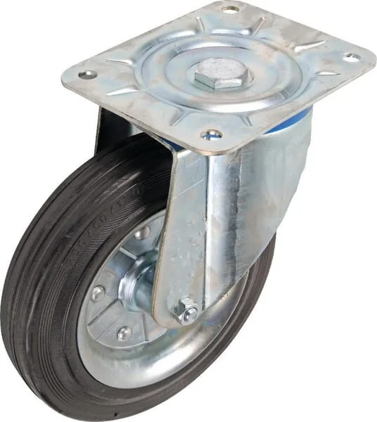 Ro Carr - WH5081250B - Lenkrolle Gummi: Diameter 250x60mm, Flanschplatte: 200x160mm Belastung: 350kg