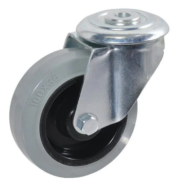 Ro Carr - WH56840NGG100 - Lenkrolle Gummi Diameter 100x40mm Mit Bohrlochbefestigung Belastung 110kg