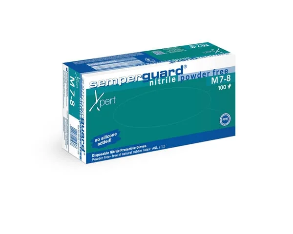 Semperguard - 3000001628 - Blaue Einwegarbeitshandschuhe Aus Nitrilkautschuk, 24 Cm Lang, Groesse 8/M Xpert