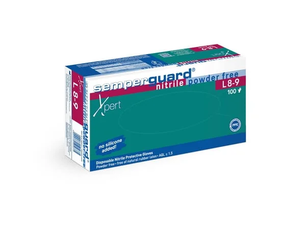 Semperguard - 3000001629 - Blaue Einwegarbeitshandschuhe Aus Nitrilkautschuk, 24 Cm Lang, Groesse 9/L Xpert