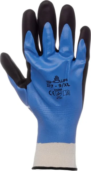 Showa - HS37711 - Arbeitshandschuhe Blau-Schwarz Nylon/Polyester 26,5cm Lang Groesse 10/XL FOAMGRIP