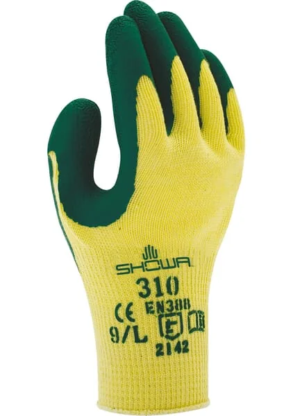 Showa - HS7573 - Arbeitshandschuhe Gelb-Gruen Baumwolle 25cm Lang Groesse 10/XL Grip 310