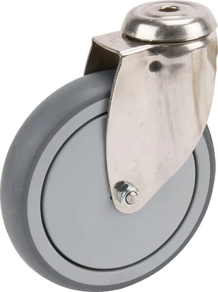 Tente - 7470PJC150P3011 - Lenkrolle, Gummilaufrad: Diameter 150x32mm, Edelstahl-Einlochbefestigung Tragkraft: 100kg, Tente