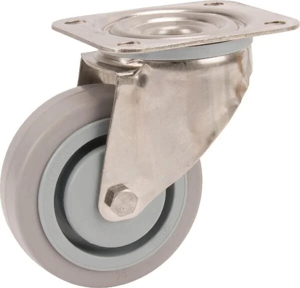 Tente - 8470UFC100P62 - Lenkrolle, Gummilaufrad: Diameter 100x34mm, Edelstahl-Plattenbefestigung: 105x85mm Tragkraft: 160kg, Tente