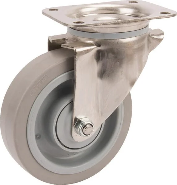 Tente - 8470UFC160P63 - Edelstahl-Lenkrollen mit elastischer grauer Gummi-Laufrolle
