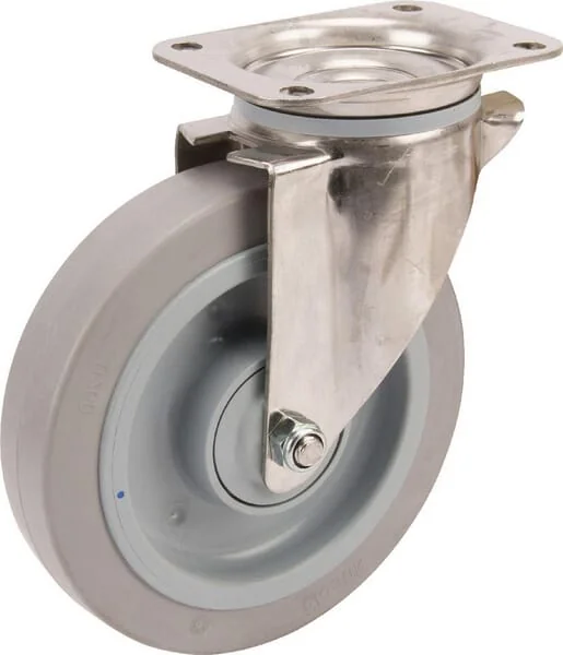 Tente - 8470UFC200P63 - Edelstahl-Lenkrollen mit elastischer grauer Gummi-Laufrolle
