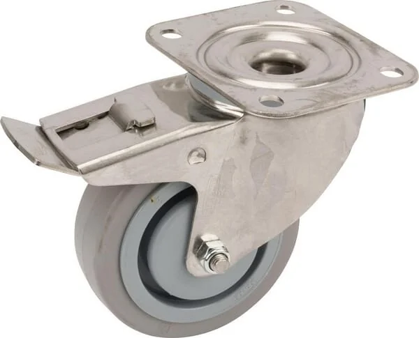 Tente - 8477UFC100P62 - Edelstahl-Lenkrollen mit elastischer grauer Gummi-Laufrolle
