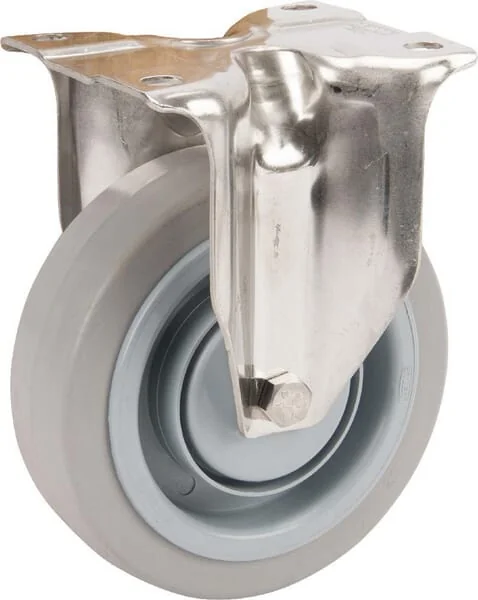 Tente - 8478UFC125P62 - Edelstahl-Festrolle mit elastischer grauer Gummi-Laufrolle