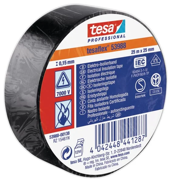 TESA - T539880013800 - Isolierband, Schwarz, 25 m x 25 mm, Tesaflex®