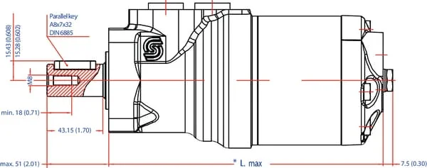 White - OMR2001516215 - Orbitmotor, Mit Durchmesser 25, Fl. C, Endanschluss