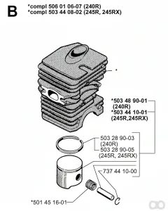 Husqvarna - 506010607 - Zylinderbaugruppe (240R)