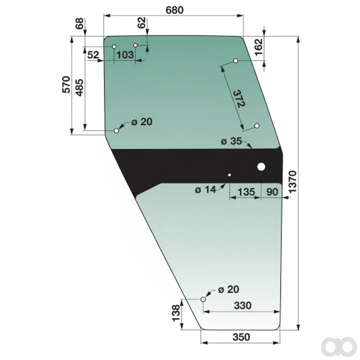 Prillinger - 00114814 - Tuerscheibe Rechts Farbe Gruen Getoent