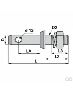 Prillinger - 00161754 - Unterlenkerbolzen M22x1,5 22 mm