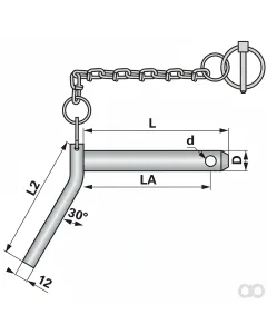 Prillinger - 00161757 - Bolzen mit Griff Diameter 19 mm Laenge 80 mm