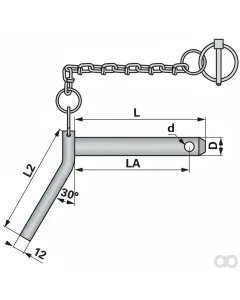 Prillinger - 00161759 - Bolzen mit Griff Diameter 22 mm Laenge 80 mm