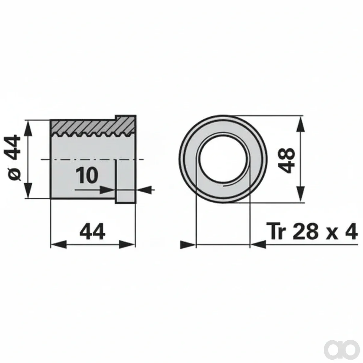 Prillinger - 00182090 - Stuetzradmutter 48/44 Mm