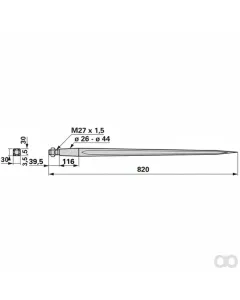 Prillinger - 00190063 - Frontladerzinke M27X1,5 820 Mm