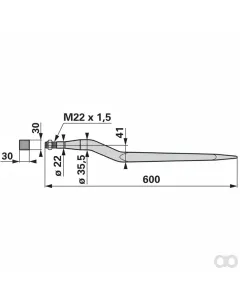 Prillinger - 00190078 - Frontladerzinke Abgewinkelt M22X1,5