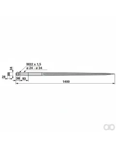 Prillinger - 00190124 - Frontladerzinke M22X1,5 1400 Mm