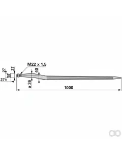 Prillinger - 00190151 - Profilzinke Zu Kuhn M22X1,5 1000 Mm
