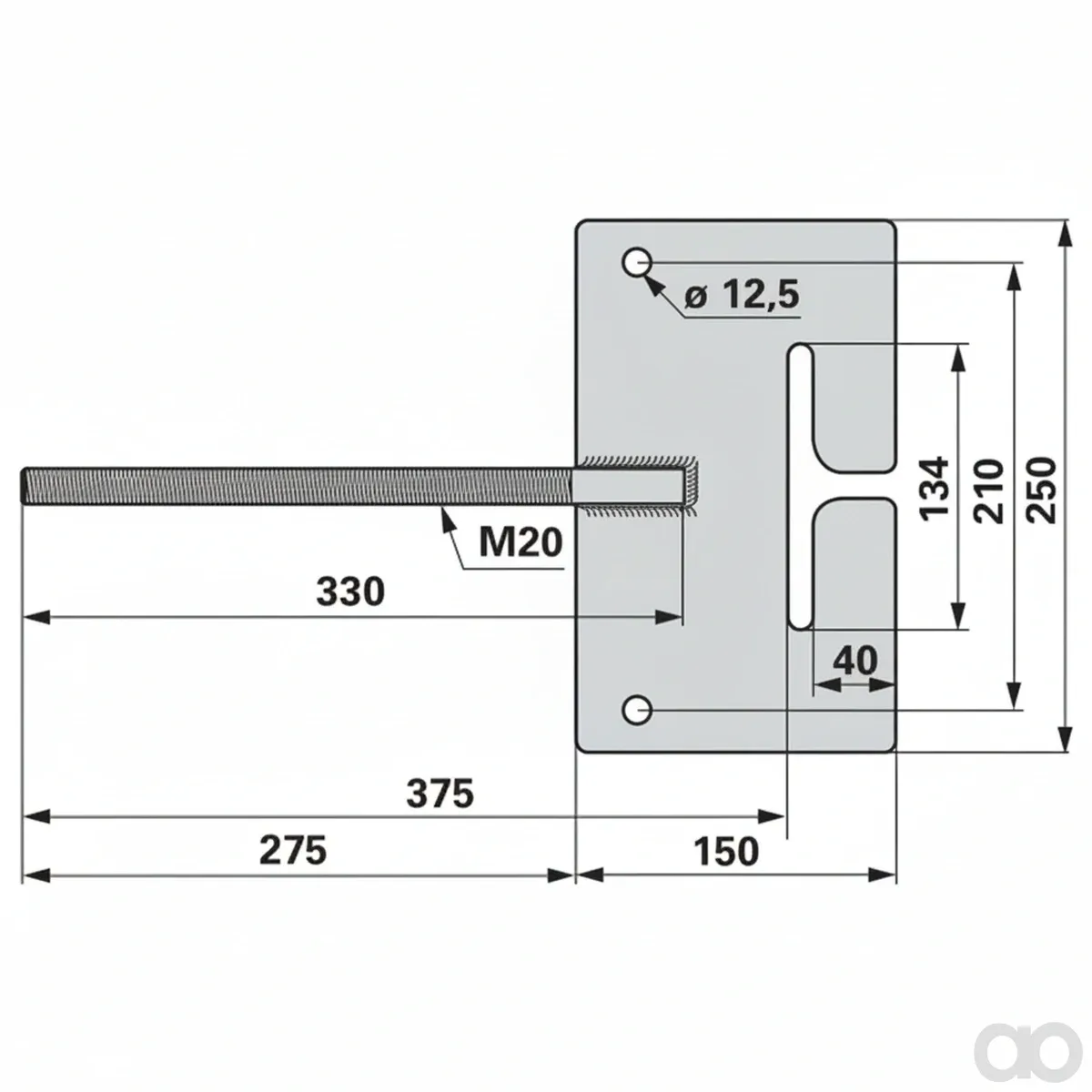 Prillinger - 00190308 - Kranaufhaengung M20 375 Mm Ipe