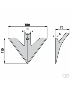 Prillinger - 00231050 - Gaensefussschare 180X4 1-Loch