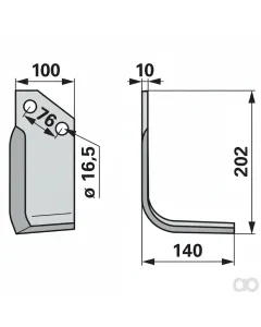 Prillinger - 00270066 - Winkelmesser Rechts 100X10 L = 202