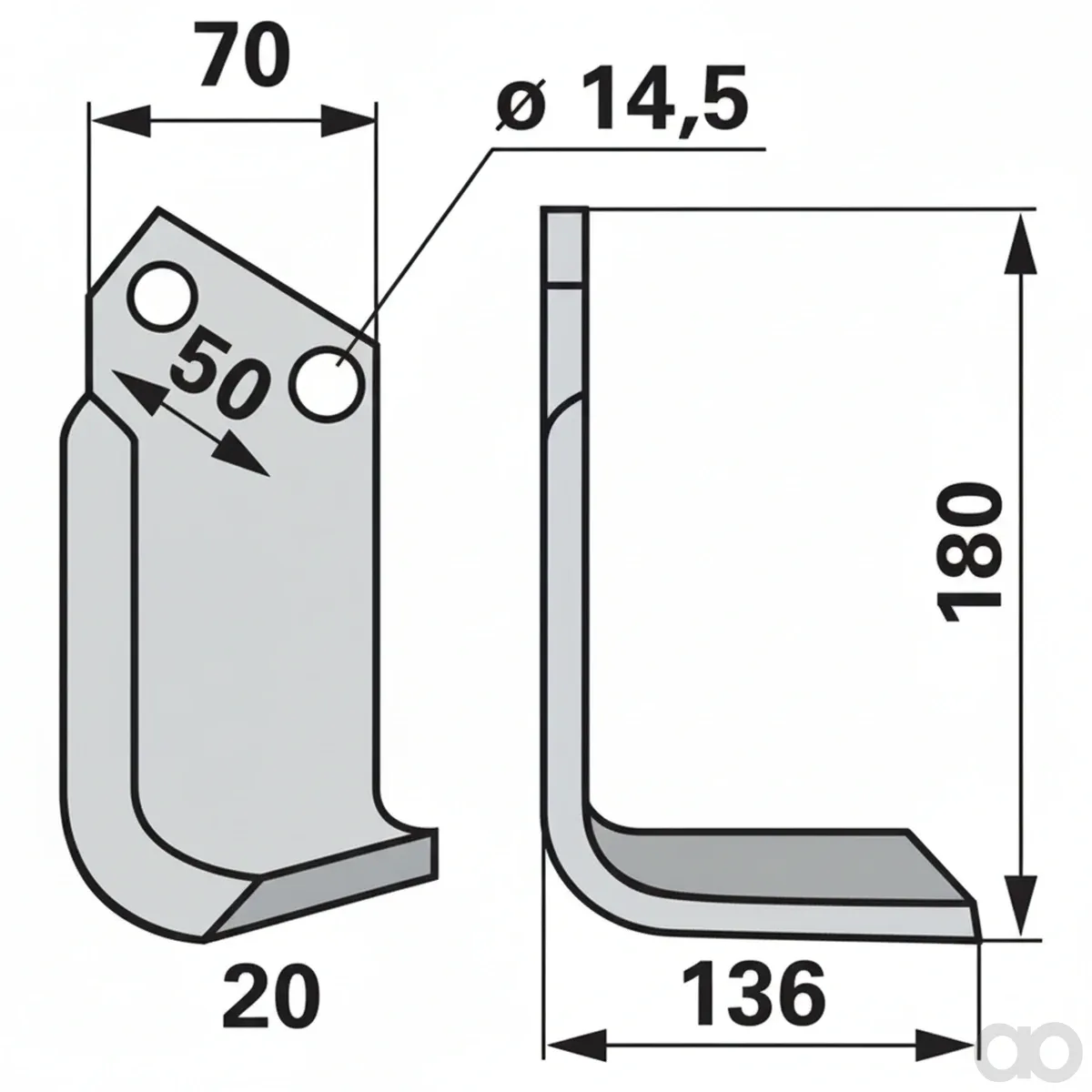 Prillinger - 00270078 - Winkelmesser Rechts 70X7 L = 180