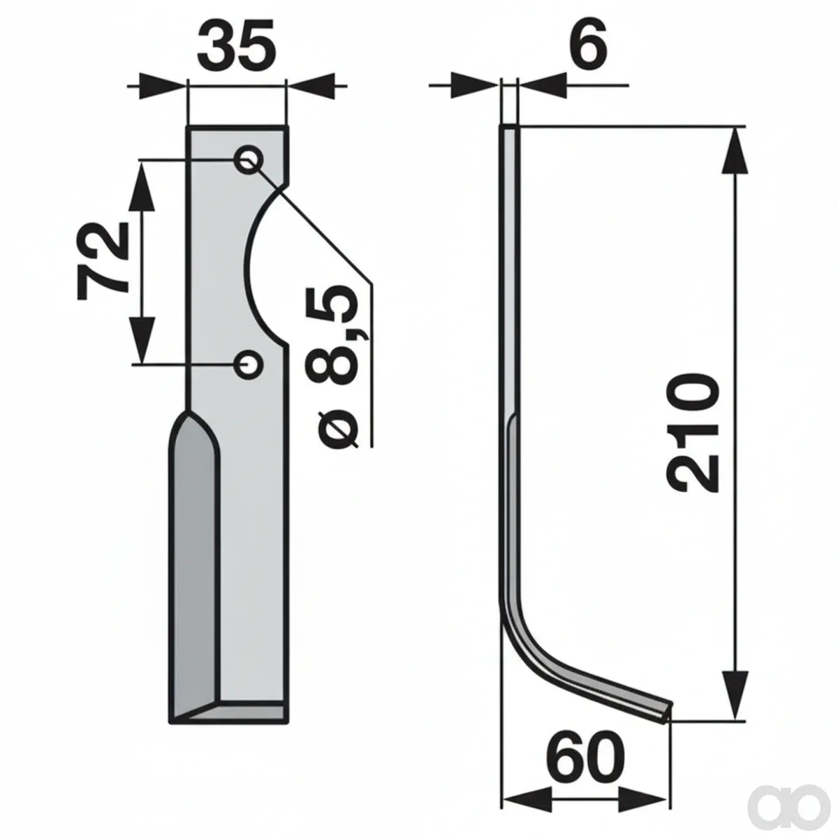 Prillinger - 00270320 - Winkelmesser Rechts 35X6 L = 200