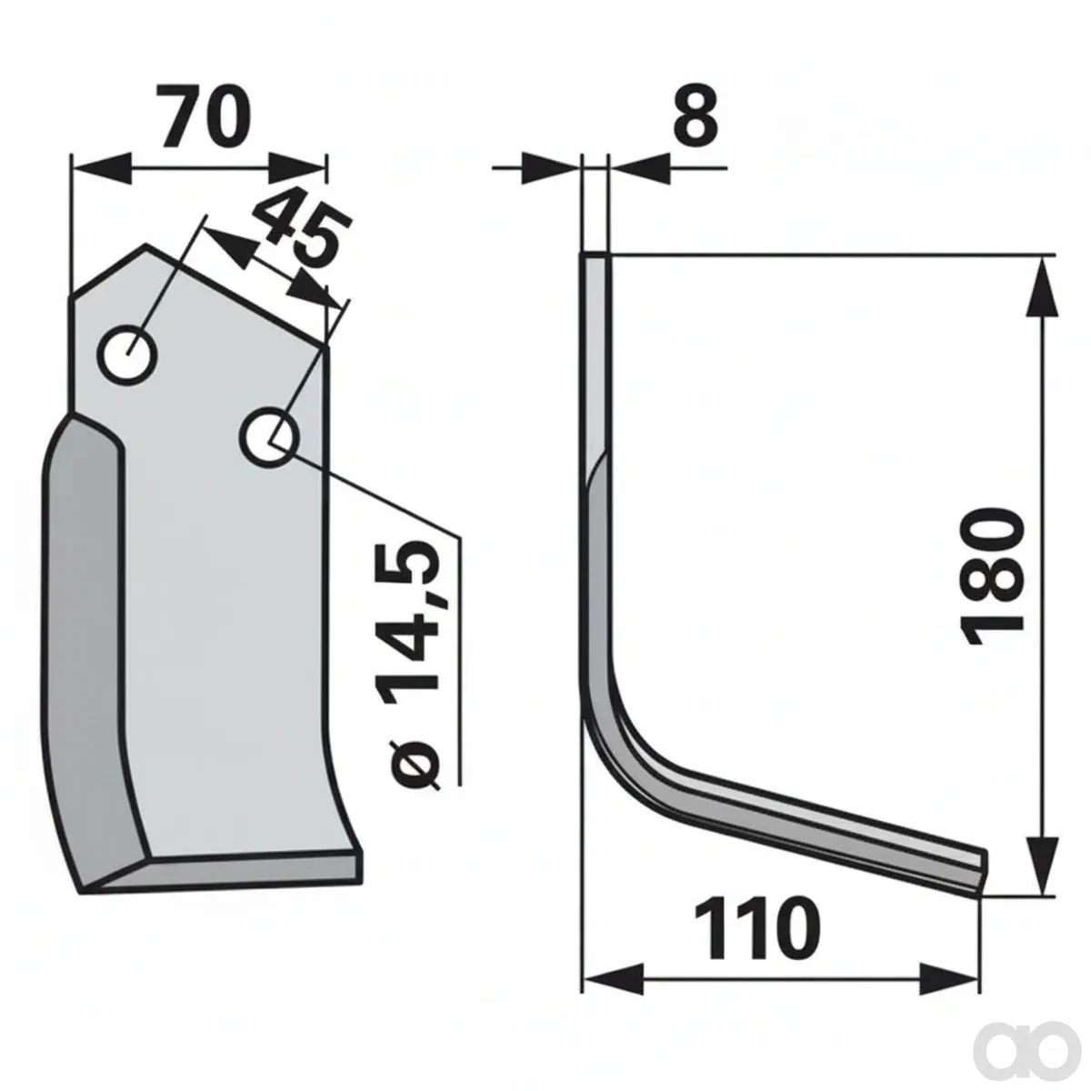 Prillinger - 00270660 - Winkelmesser Rechts 70x8 L = 180
