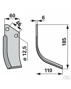 Prillinger - 00270736 - Bogenmesser Rechts 60x6 L = 18