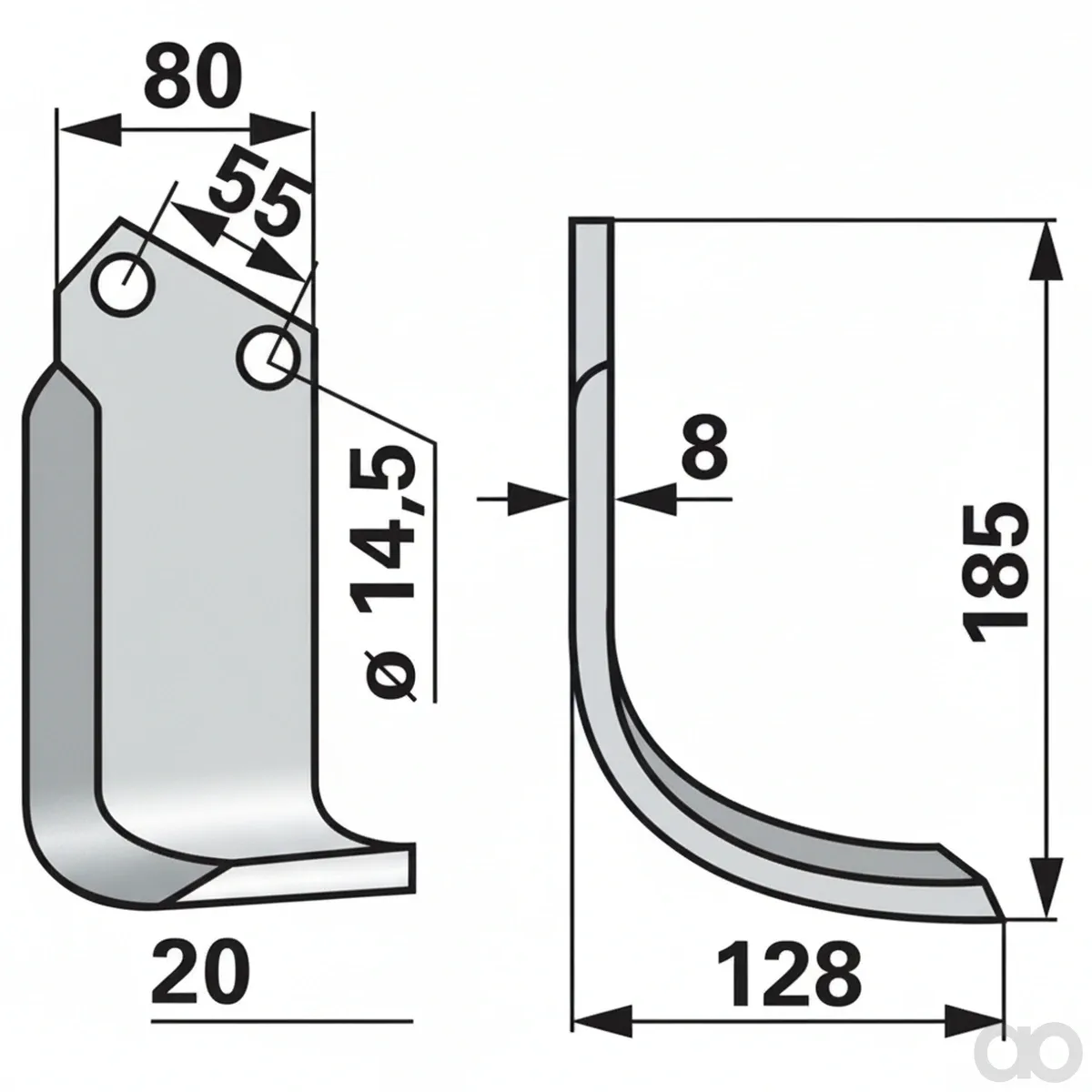 Prillinger - 00270942 - Bogenmesser Rechts 80x8 L = 18