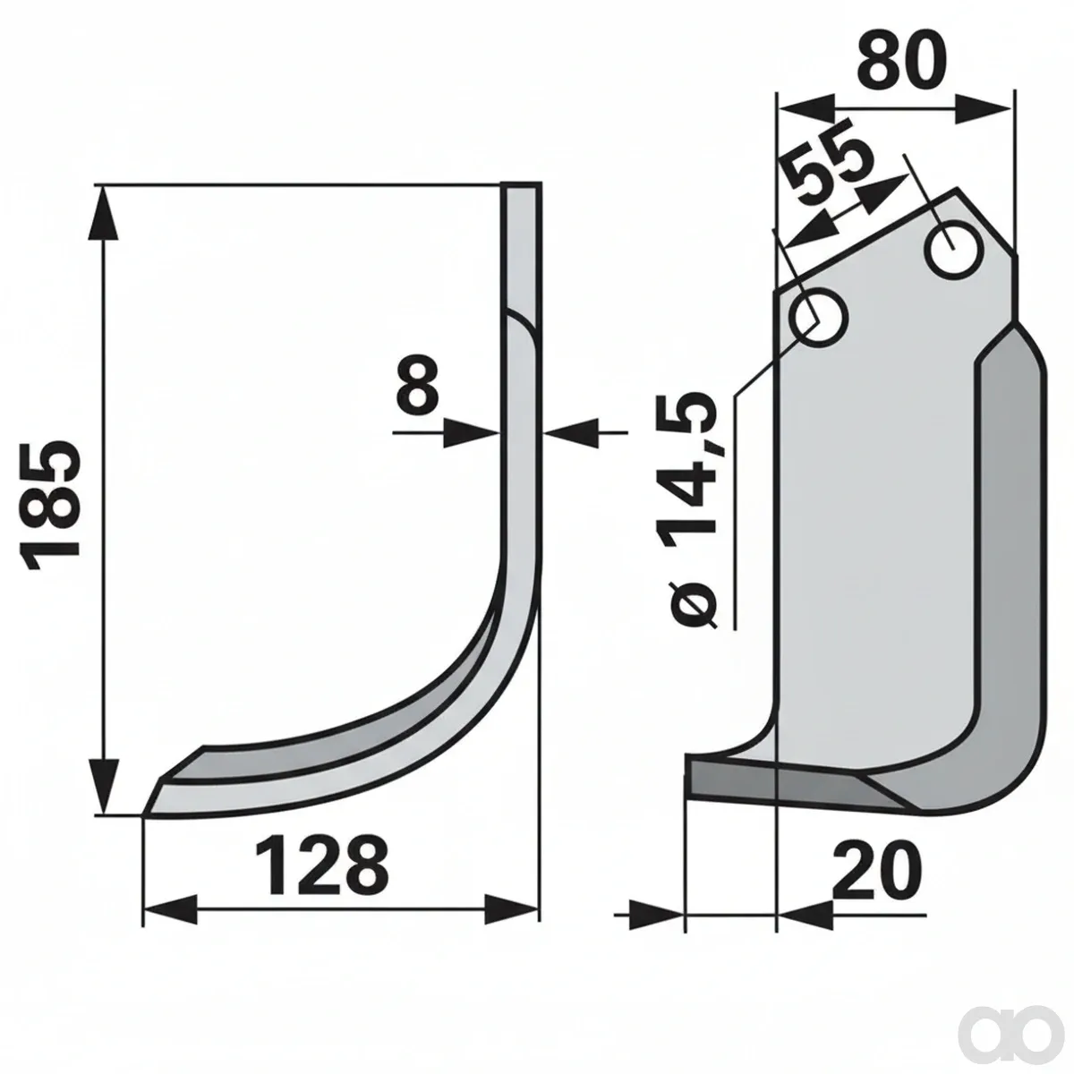 Prillinger - 00270943 - Bogenmesser Stangen 80x8 L = 185