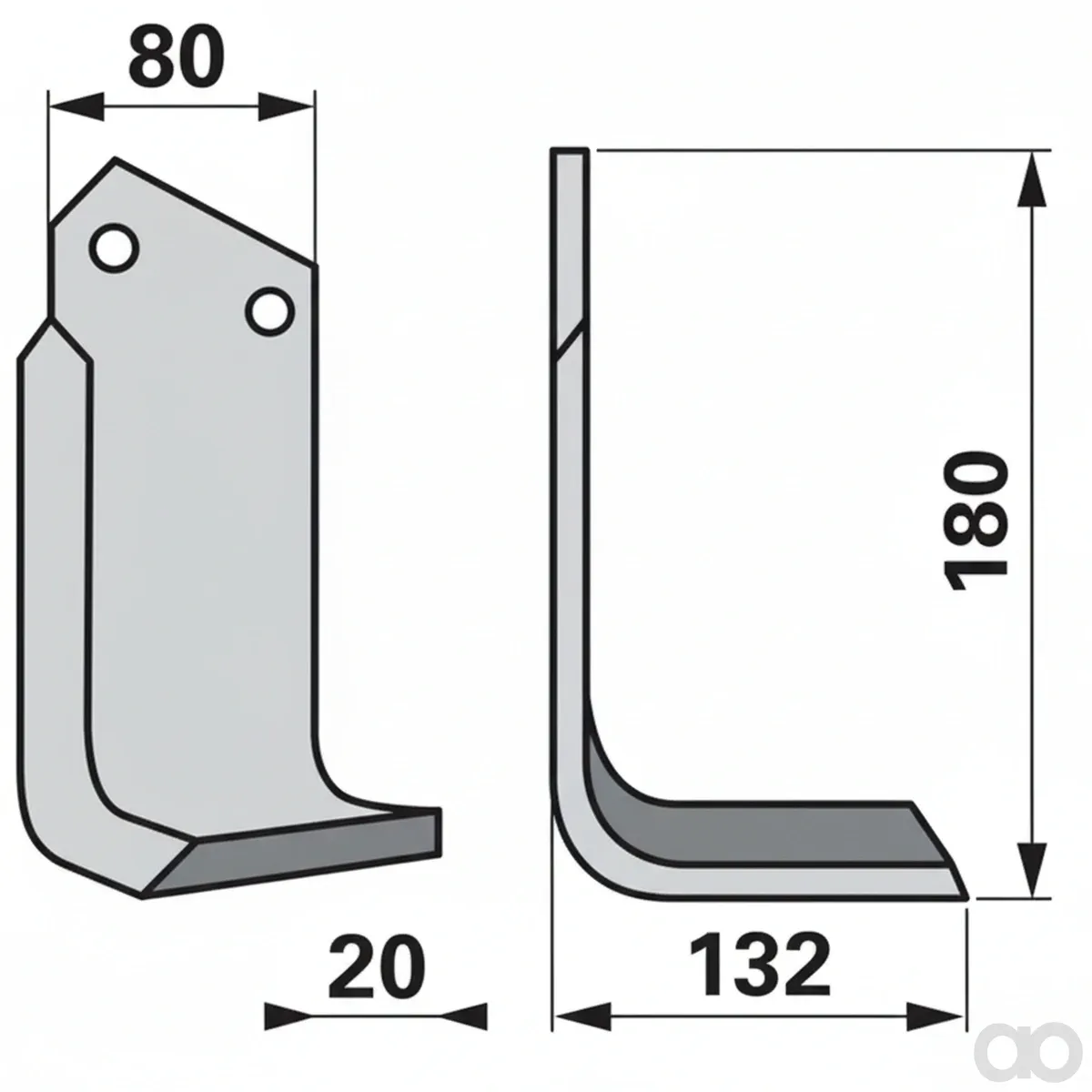 Prillinger - 00271042 - Winkelmesser Rechts 80x8 L = 1