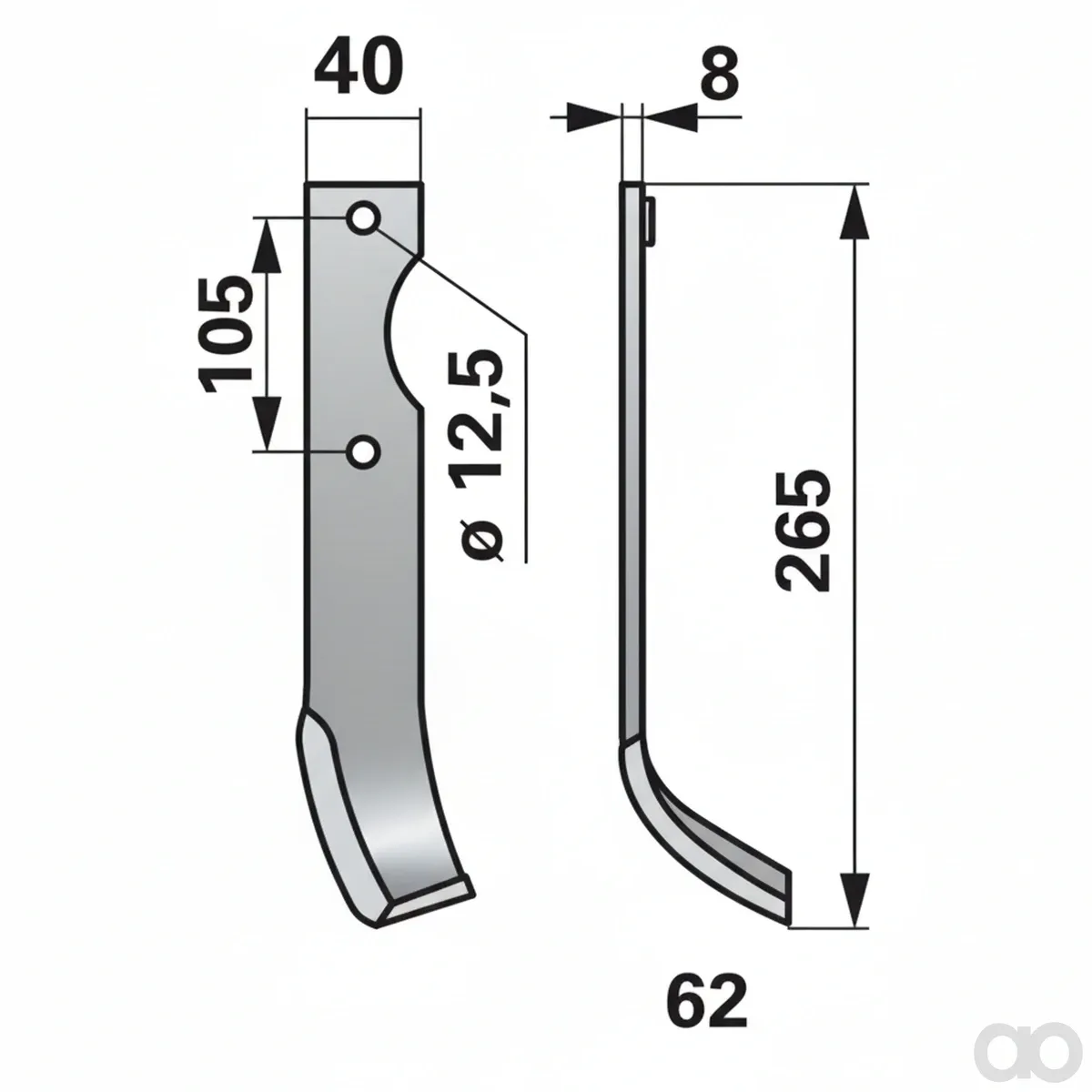 Prillinger - 00271092 - Bogenmesser Rechts 40x8 L = 26