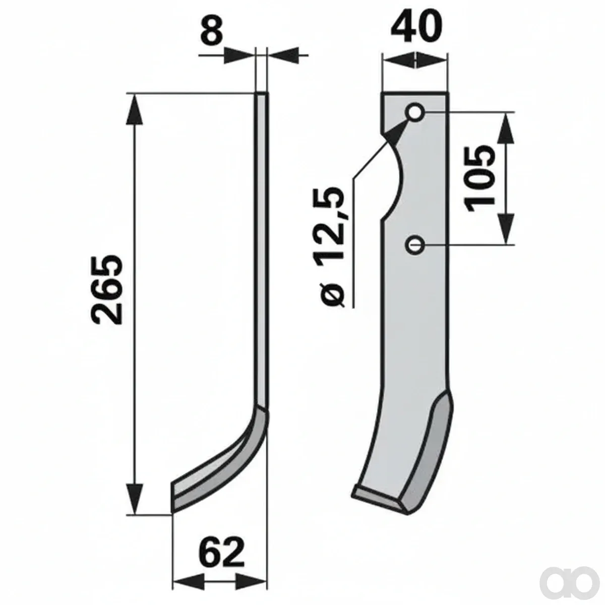 Prillinger - 00271093 - Bogenmesser Stangen 40x8 L = 265