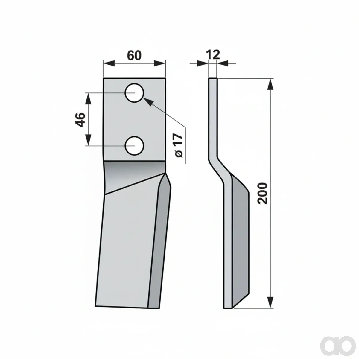 Prillinger - 00271132 - Fraesmesser Rechts 60x12 L = 20
