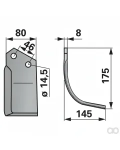 Prillinger - 00271150 - Winkelmesser Rechts 80x8 L = 1