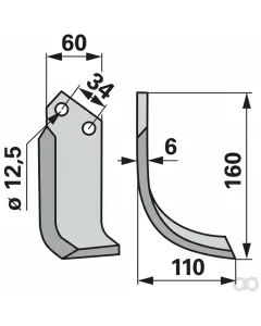 Prillinger - 00271164 - Bogenmesser Rechts 60x6 L = 1