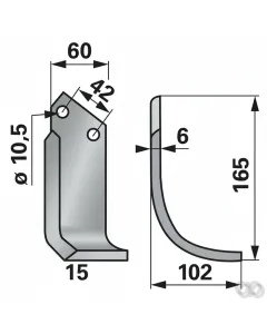 Prillinger - 00271170 - Bogenmesser Rechts 60x6 L =