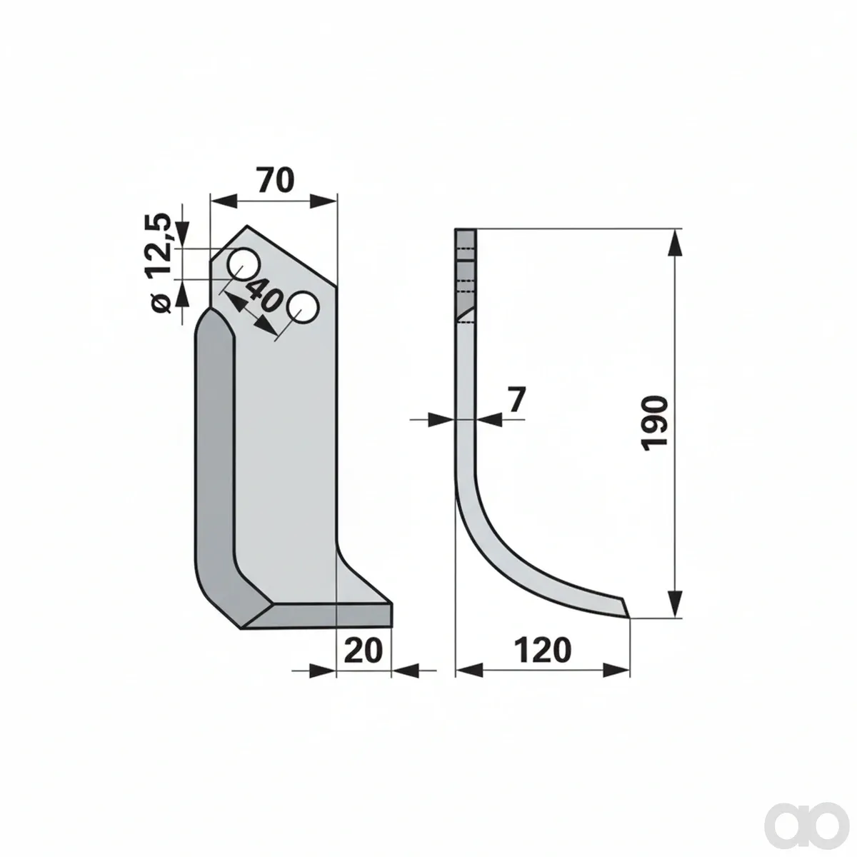 Prillinger - 00271208 - Bogenmesser Rechts 70X7 L =