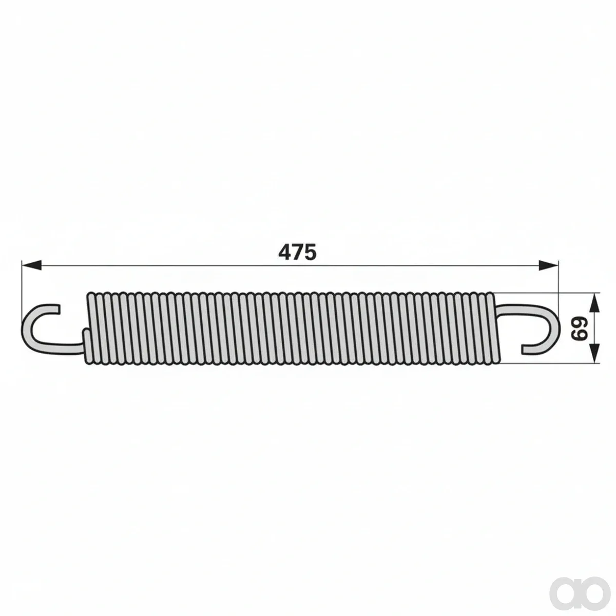 Prillinger - 00413475 - Feder Aussendurchmesser 69 mm, Laenge 475, Anstelle von BCS