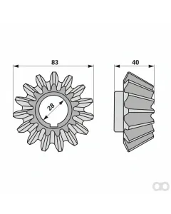 Prillinger - 00453574 - Kegelrad 15 Zaehne, AD: 28 Mm