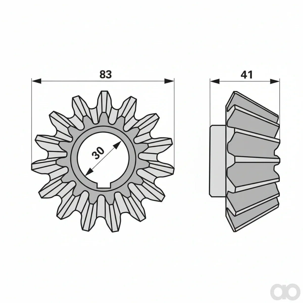 Prillinger - 00453575 - Kegelrad 15 Zaehne, AD: 30 Mm