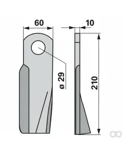 Prillinger - 00530658 - Schlegelmesser Rechts 60X10 L=