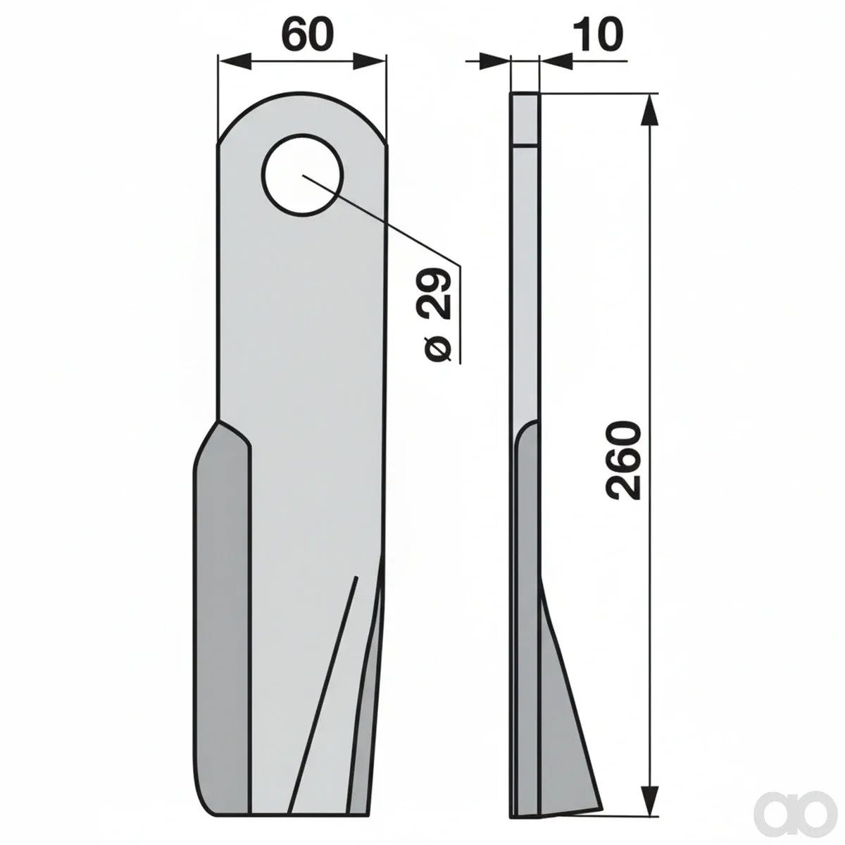 Prillinger - 00530660 - Schlegelmesser Rechts 60x10 L=