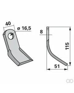 Prillinger - 00530811 - Y-Messer 40x8 L=115 Lo 16,5