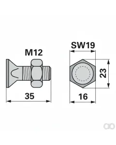 Prillinger - 00606810 - Schuhschraube M12x35